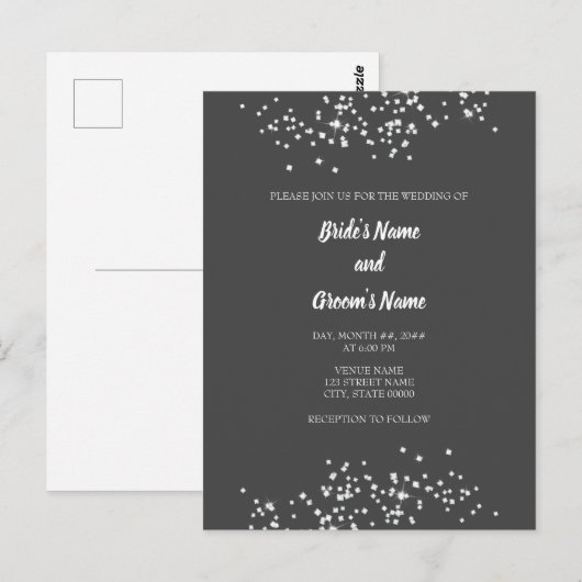 Elegant Rhinestones Wedding Invitation Briefkaart (Voorkant / Achterkant)