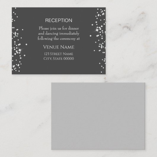 Elegant Rhinestones Wedding Reception Card Informatiekaartje (Voorkant / Achterkant)