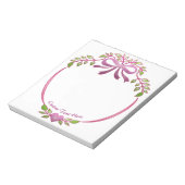 Elegant Ribbon Bow Paars Heart Green Foliage Leaf Notitieblok (Linkerzijde)