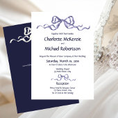 Elegant Ribbon & Bow Romantic Wedding Navy & White Kaart