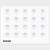 Elegant Ribbon & Bow Romantic White & Navy Wedding Ronde Sticker (Vel)