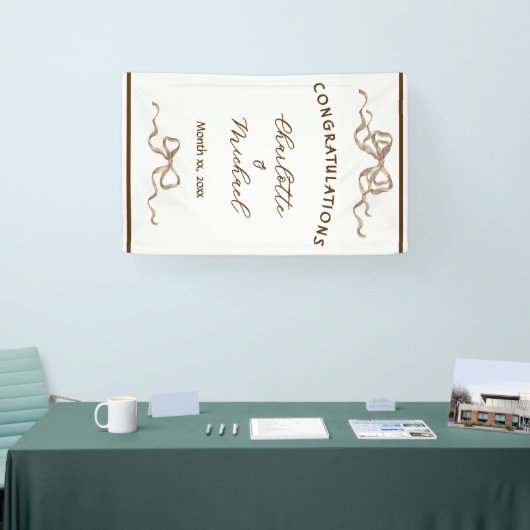 Elegant Ribbon & Bow Warm Brown Romantic Wedding Spandoek (Beurs)