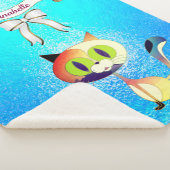 Elegant Ribbon Cartoon Cat Name personaliseren Sherpa Deken (3/4)