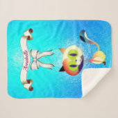 Elegant Ribbon Cartoon Cat Name personaliseren Sherpa Deken (Voorkant (horizontaal))