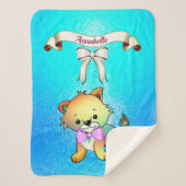 Elegant Ribbon Cartoon Tiger Name personaliseren Sherpa Deken (Voorkant)