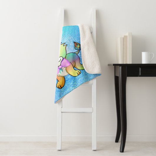 Elegant Ribbon Cartoon Tiger Name personaliseren Sherpa Deken (In situ)