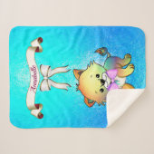 Elegant Ribbon Cartoon Tiger Name personaliseren Sherpa Deken (Voorkant (horizontaal))