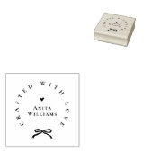 Elegant Ribbon Crafted With Love Business Name Rubberstempel (Gestempeld)