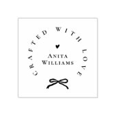 Elegant Ribbon Crafted With Love Business Name Rubberstempel (Afrduk)