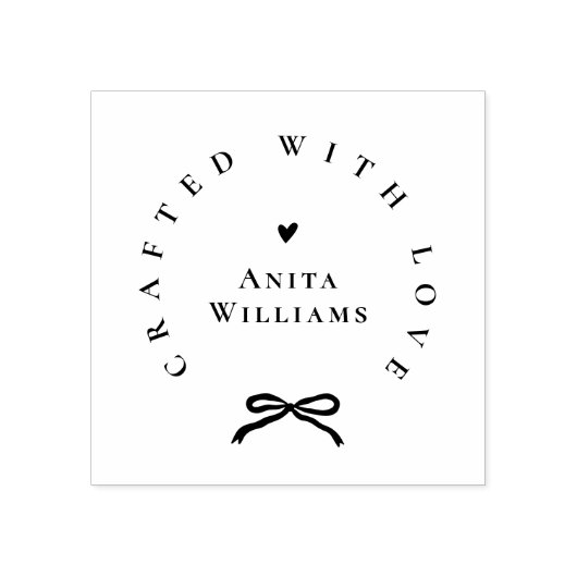 Elegant Ribbon Crafted With Love Business Name Rubberstempel (Afrduk)