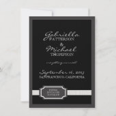 Elegant Ribbon Effect Black & White Save the Date (Achterkant)