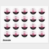 Elegant Ribbon en Damask Cupcake Bakery Packaging Ronde Sticker (Vel)
