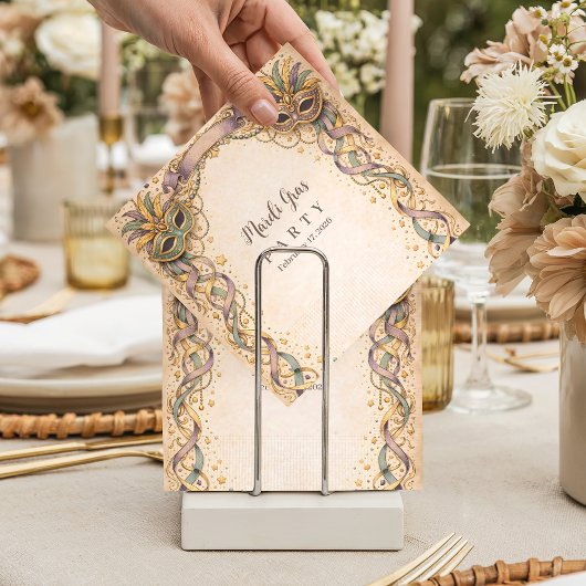 Elegant Ribbon Mask Mardi Gras Masquerade Servet