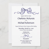 Elegant Ribbon Navy & White Romantic Wedding Kaart (Voorkant)