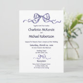 Elegant Ribbon Navy & White Romantic Wedding Kaart (Staand voorkant)