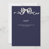 Elegant Ribbon Navy & White Romantic Wedding Kaart (Achterkant)
