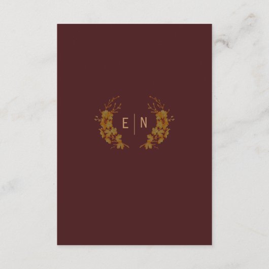 Elegant Rich Burgundy & Gold Vods Weddenschappen D Informatiekaartje (Achterkant)