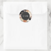 Elegant Rich Moody Floral Monogram Ronde Sticker (Tas)