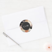 Elegant Rich Moody Floral Monogram Ronde Sticker (Envelop)
