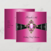 Elegant Rich Pink Jewel Black 21st Birthday Kaart (Voorkant / Achterkant)