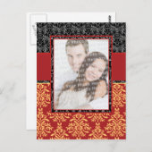 Elegant Rich Red Damask  Briefkaart (Voorkant / Achterkant)