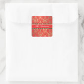Elegant Rich Red Damask Glinsterende Glamour Vierkante Sticker (Tas)
