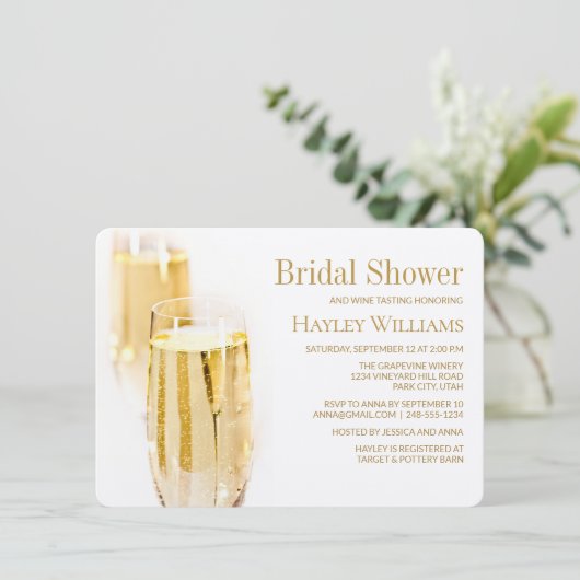 Elegant Rich Wine Tasting Bridal Shower Uitnodigin Kaart (Staand voorkant)