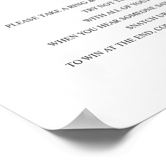 Elegant Ring Game Vrijgezellenfeest Game Sign Poster (Hoek)