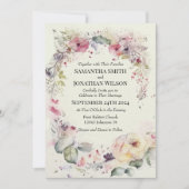 Elegant Ring of Flowers Water Color Wedding Kaart (Voorkant)