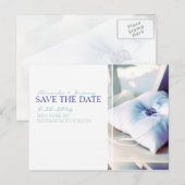 Elegant Ring Pillow sparen de Datum Aankondigingskaart (Voorkant / Achterkant)