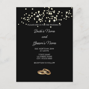 Elegant Rings Rhinestones Wedding Invitation Briefkaart