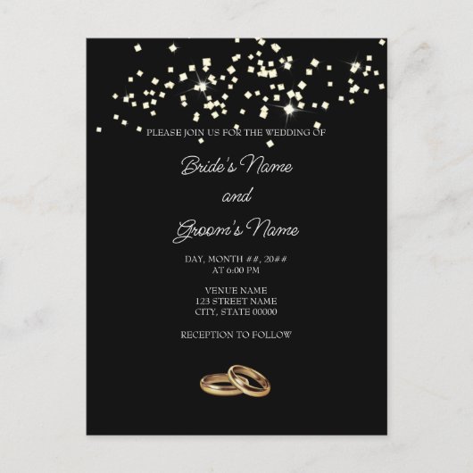 Elegant Rings Rhinestones Wedding Invitation Briefkaart (Voorkant)
