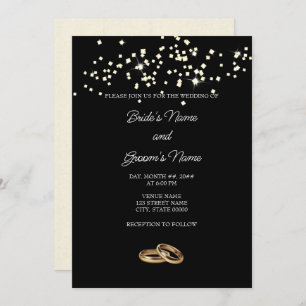 Elegant Rings Rhinestones Wedding Invitation Kaart