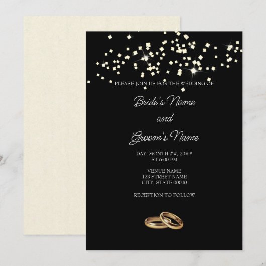 Elegant Rings Rhinestones Wedding Invitation Kaart (Voorkant / Achterkant)
