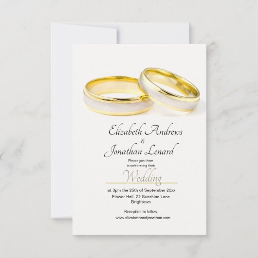 Elegant Rings Simple Wedding Invitation Kaart (Voorkant)