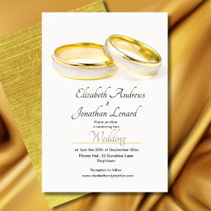 Elegant Rings Simple Wedding Invitation Kaart