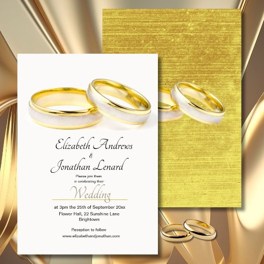Elegant Rings Simple Wedding Invitation Kaart