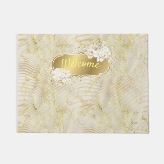 Elegant Ripple Cream & Gold Deurmat (Voorkant)