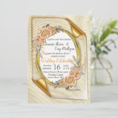 Elegant Ripple Cream & Gold Invitation Kaart (Staand voorkant)