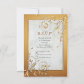Elegant Ripple Cream & Gold RSVP-kaart RSVP Kaartje (Voorkant)