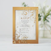 Elegant Ripple Cream & Gold RSVP-kaart RSVP Kaartje (Staand voorkant)