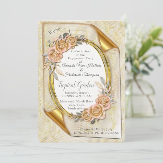 Elegant ripple crème kaart (Staand voorkant)