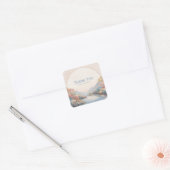 Elegant River Landscape Autumn Bloom Gold Circle Vierkante Sticker (Envelop)