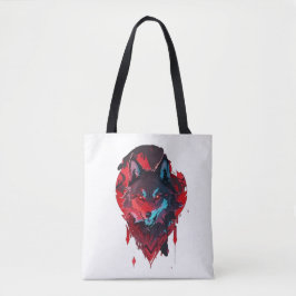 Elegant Roamer: De Wolf in het rood Tote Bag