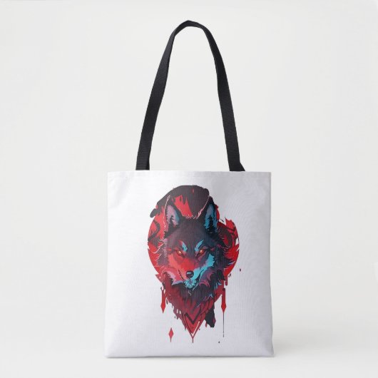 Elegant Roamer: De Wolf in het rood Tote Bag (Voorkant)