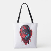 Elegant Roamer: De Wolf in het rood Tote Bag (Achterkant)