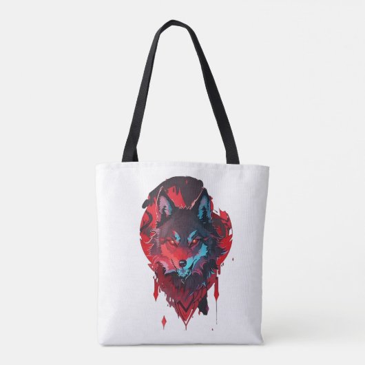 Elegant Roamer: De Wolf in het rood Tote Bag (Achterkant)