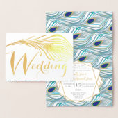Elegant Roaring 20s Gatsby Boho Peacock Wedding Folie Kaarten (Display)