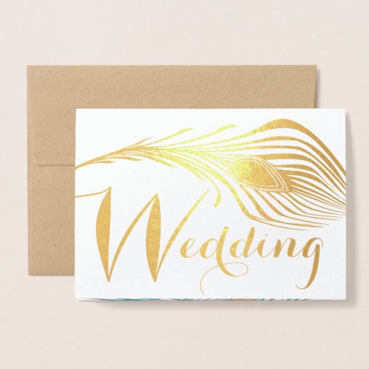 Elegant Roaring 20s Gatsby Boho Peacock Wedding Folie Kaarten (Voorkant met envelop)
