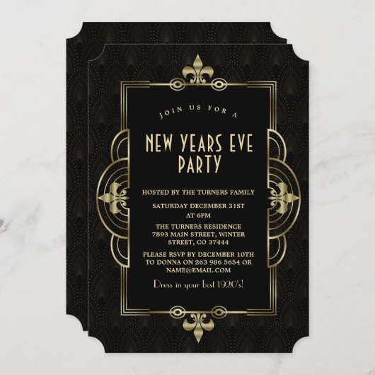 Elegant Roaring 20's Great Gatsby New Year Kaart (Voorkant / Achterkant)
